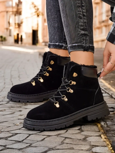 Royalfashion Trappeurs femme noir Develier