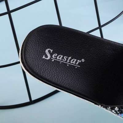 OUTLET Sandales compensées noires pour femmes avec oxydes de zirconium Sailor - Chaussures