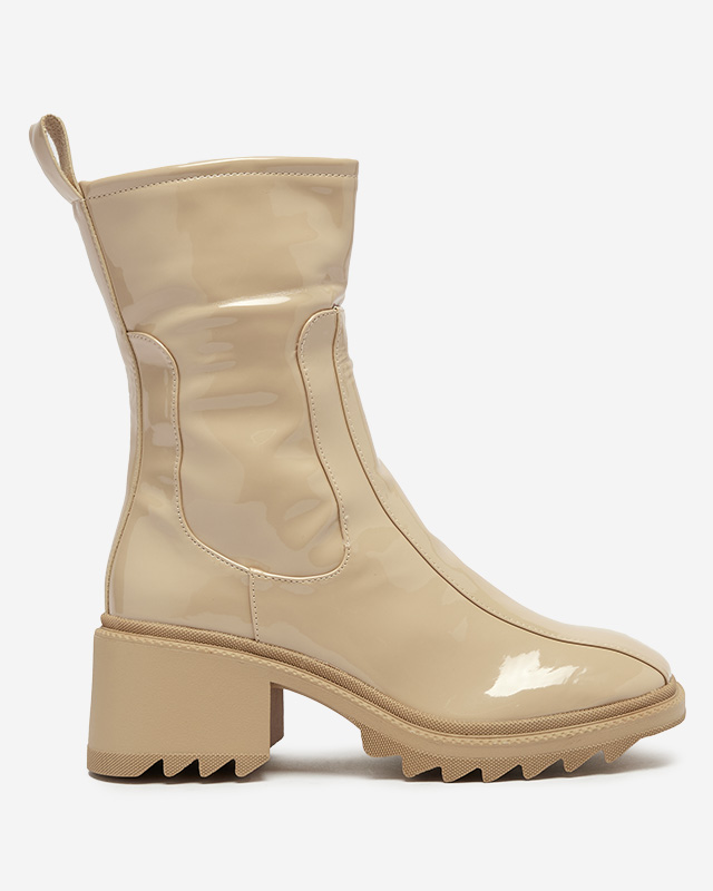 OUTLET Bottes pour femmes beiges à tige large Grifis - Footwear