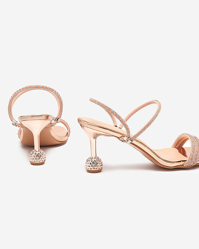 Babouches laquées rose et or à talons bas Lakopi - Footwear