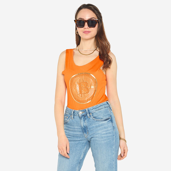 Top femme imprimé or orange - Vêtements