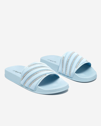 Babouches bleues pour femmes avec zircons cubiques Mytaris - Footwear