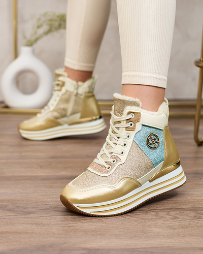 Royalfashion Chaussures de sport dorées avec paillettes Kawellas
