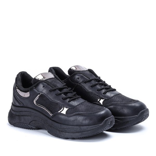 Czarne buty sportowe na wyższej podeszwie Lora - Obuwie