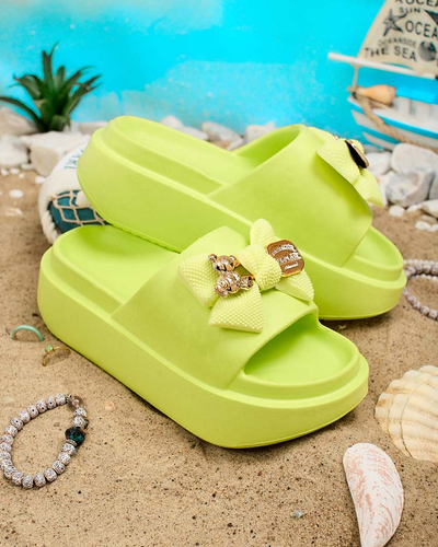 Royalfashion Tongs en caoutchouc pour femme avec nœud décoratif Nilm