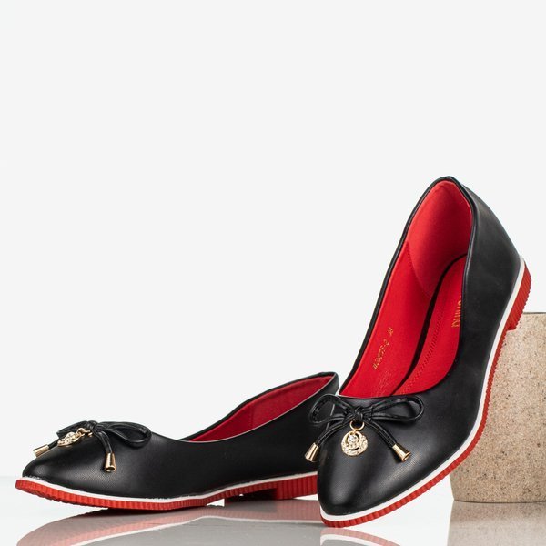 Ballerine femme noire et rouge - Chaussures 1