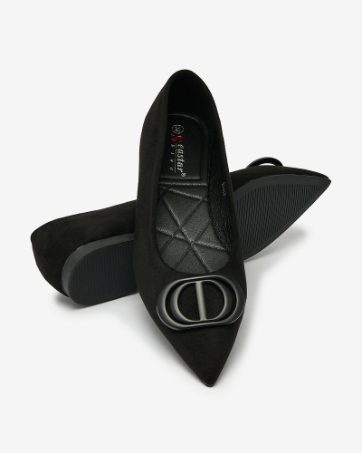 Royalfashion Ballerines noires à bout pointu pour femme avec embellissement sur le nez Tidita