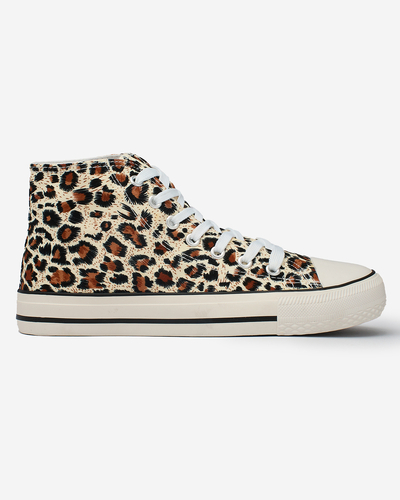 Royalfashion Baskets montantes beiges pour femme avec motif à la mode Jungle Jive