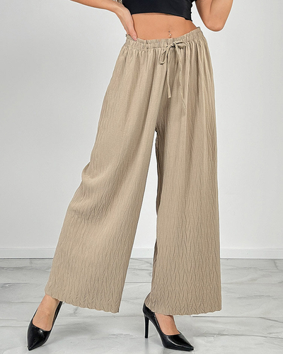 Royalfashion Pantalon large à plis pour femme