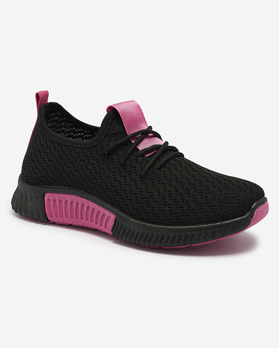 Chaussures de sport noires pour femmes avec empiècements fuchsia Keteti - Chaussures