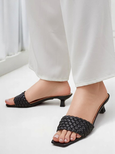 Sandales Callista Nero – Escarpins noirs pour femmes en cuir écologique, été