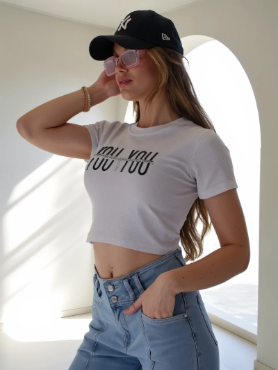Royalfashion T-shirt court en coton pour femmes avec l'inscription