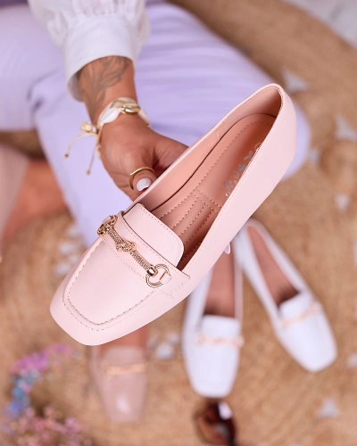 Royalfashion Mocassins pour femme beige avec ornements dorés Olerika