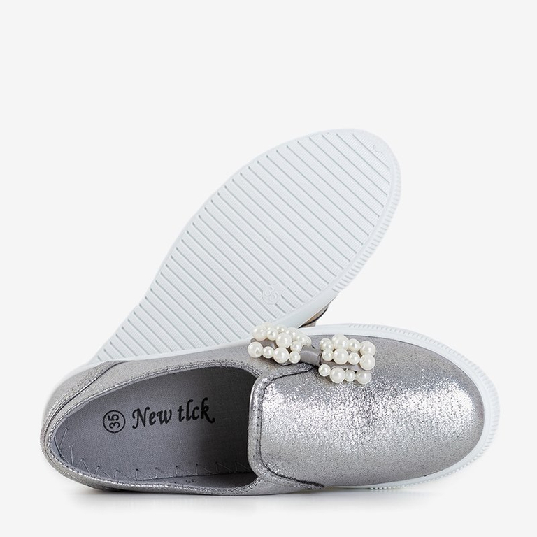 Baskets enfant grises et argentées à nœud Malasio - Chaussures