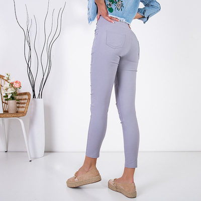 Treggings femme gris clair avec ornements - Vêtements