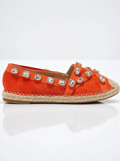 Espadrilles pour femmes orange avec cristaux Wamba - Chaussures