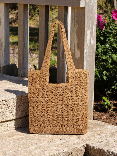 Royalfashion Grand sac à main en paille pour femmes Sunny Straw