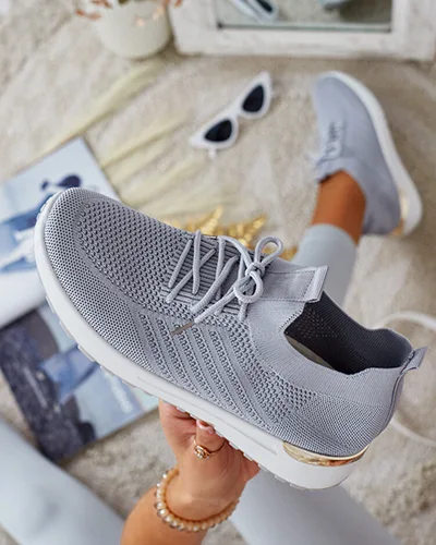 Royalfashion Chaussures de sport en tissu pour femmes Amgent