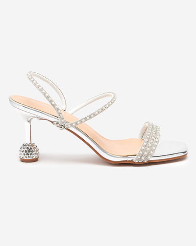Pantoufles laquées argentées à talons bas Lakopi - Footwear