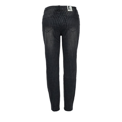 Pantalon denim noir à rayures blanches - Pantalon 1