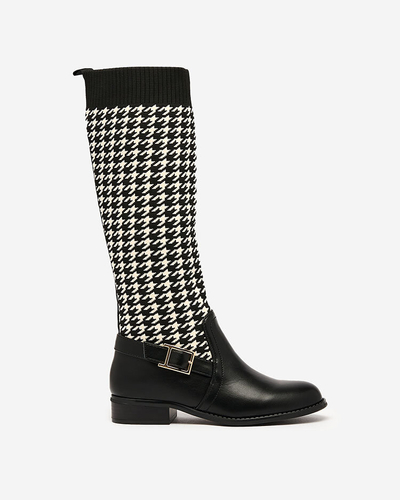 Royalfashion Bottes montantes noires pour femme avec motif pepite Aledive