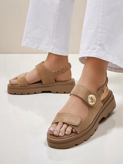Sandales pour femmes Royalfashion Callisto marron cuir écologique plateforme