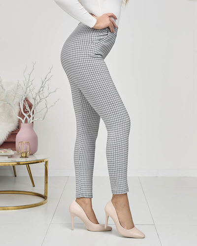 Treggings à carreaux gris-noir pour femmes- Vêtements