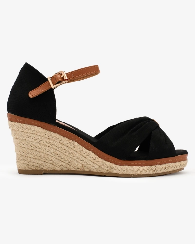 OUTLET Royalfashion Sandales femme noir avec nœud Textile Tango