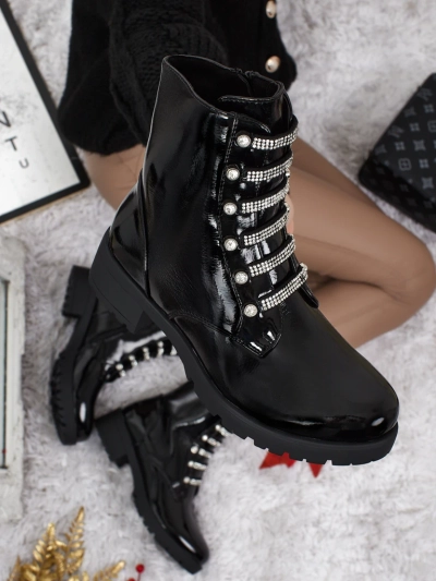 Bottines vernies à lacets pour femmes Fjorra