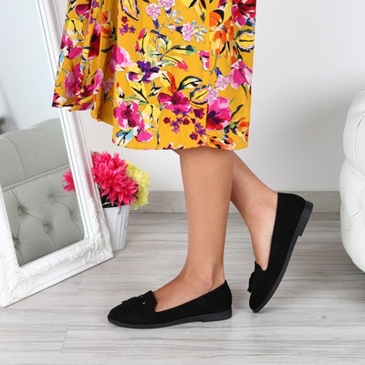 Czarne mokasyny z frędzlami Fritza- Obuwie