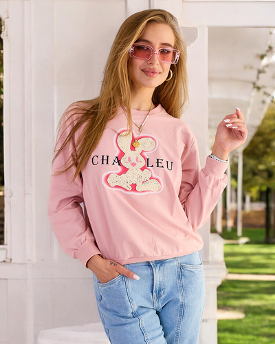 Royalfashion Sweat-shirt en coton à imprimé fin pour femme