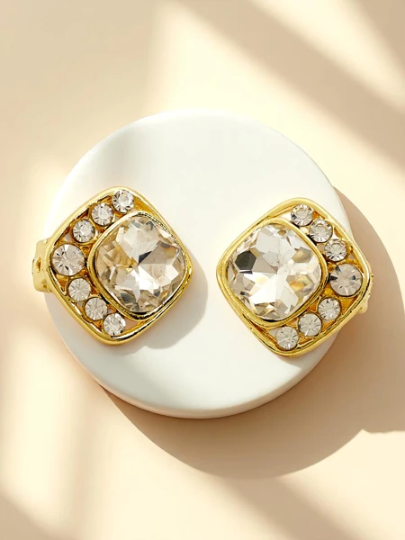 Boucles d'oreilles à clip Royalfashion pour femme avec cristal et zirconium