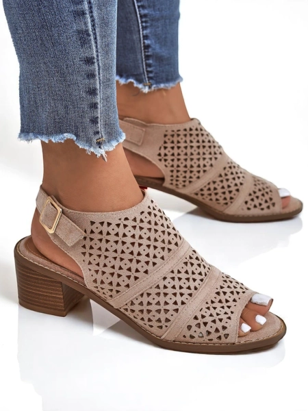 Royalfashion Sandales ajourées à talon bas Elira pour femmes