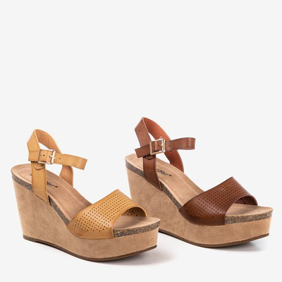 Sandales pour femmes marron clair sur le coin Autonoe - Chaussures 1