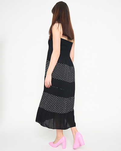 Jupe longue noire à pois GRANDE TAILLE - Vêtements