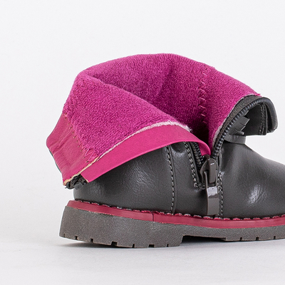 Bottines grises pour enfants en cuir écologique Kisso- Footwear