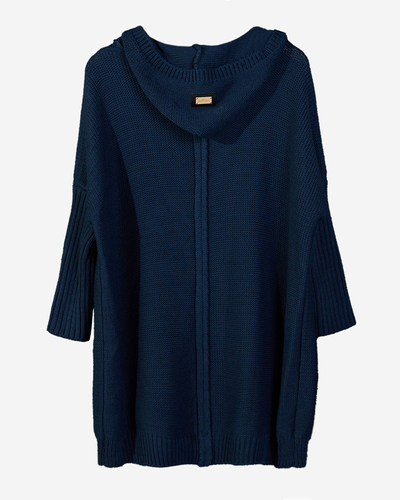 Long cardigan bleu marine pour femme avec capuche - Vêtements