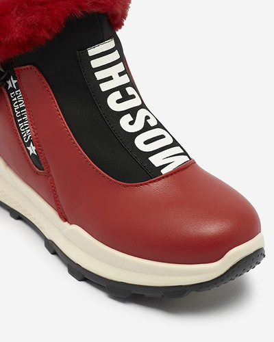 Bottes rouges isolées pour femmes avec fourrure Scherr- Footwear