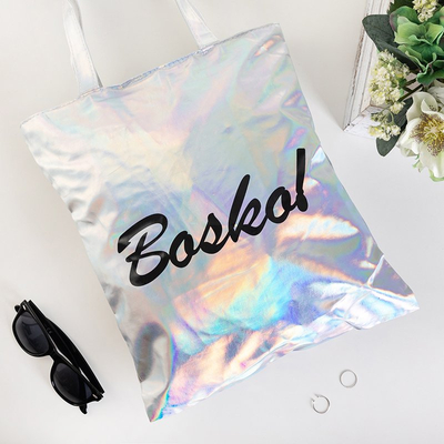 Sac à bandoulière holographique argenté avec le mot `` Bosco! '' - Sacs à main