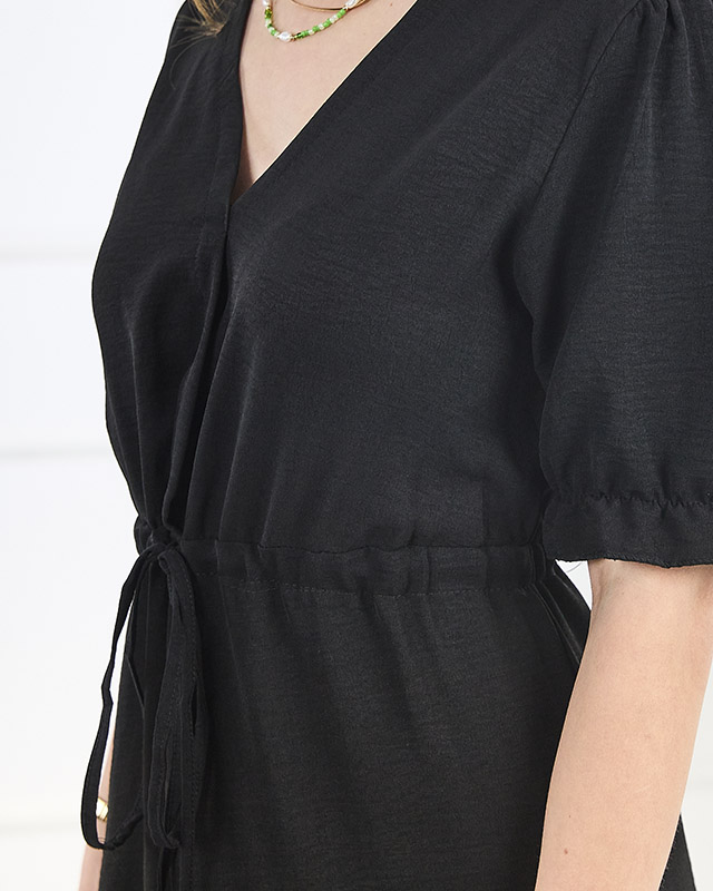Robe maxi noire pour femme avec lien à la taille - Vêtements