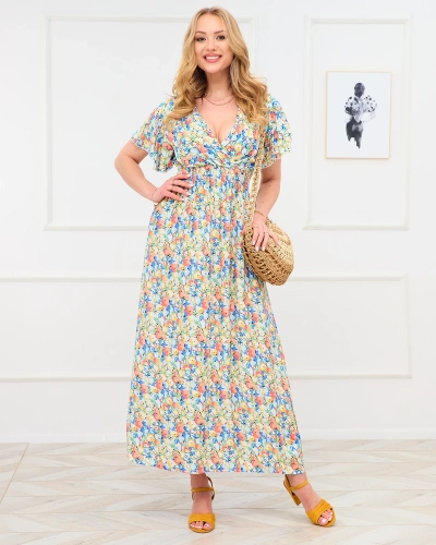 Robe longue à motif floral jaune pour femme - Vêtements