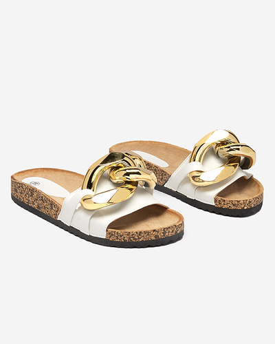 Chaussons blancs pour femme avec une décoration Sofig-Footwear