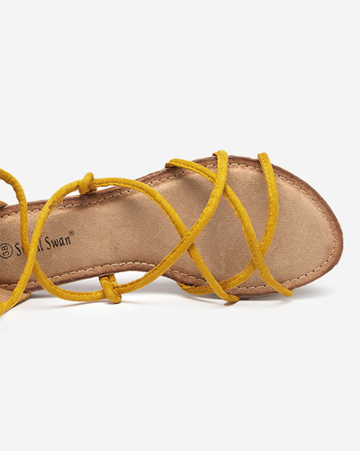 OUTLET Sandales spartiates mi-mollet Jeniso moutarde - Chaussures