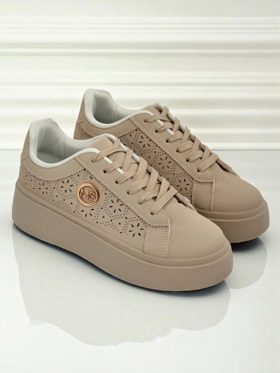 Sneakers plateforme pour femmes Callista Royalfashion écru cuir écologique