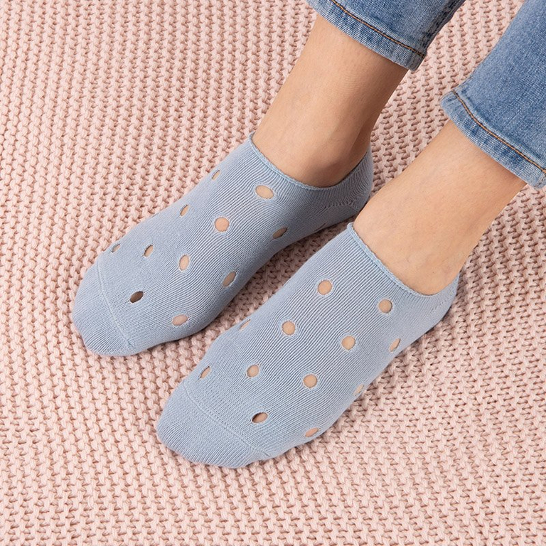 Chaussettes femme bleues à trous décoratifs - Chaussettes