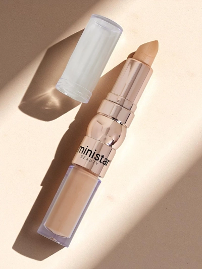 Stick enlumineur et correcteur liquide pour le visage 2-en-1 Beige Doré