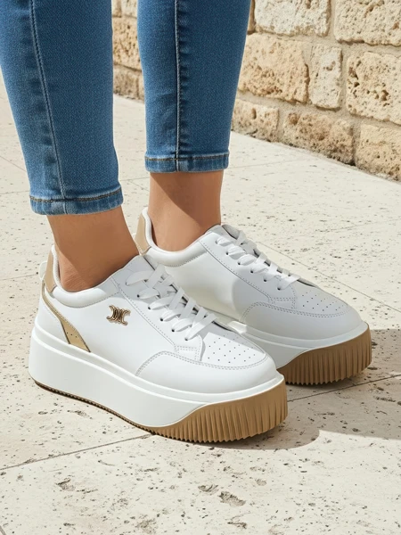 Sneakers pour femmes Arianna Bianco sur plateforme en cuir écologique de 5 cm