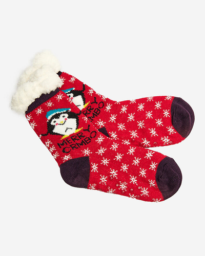 Chaussettes pour femmes rouges avec motif de Noël - Sous-vêtements