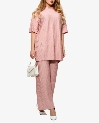 Ensemble côtelé pour femme en rose - Vêtements