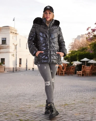 Royalfashion Veste d'hiver matelassée pour femme